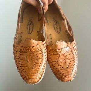 Authentic Leather Mexican Huaraches Tanned Natural Tone Flats
